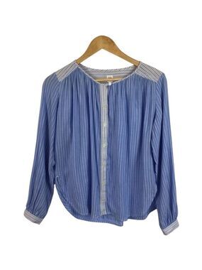 GAP striped light long sleeves blouse blue white lightweight button shirt small